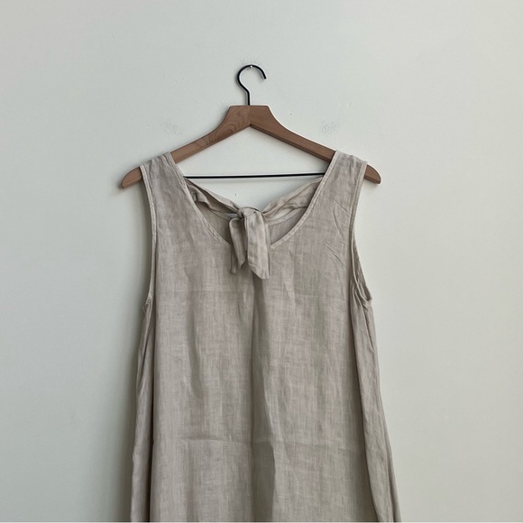 Terzo Millennio Italian Linen Shift Dress Minimalist Tie Back Vacation Resort L - Picture 8 of 12